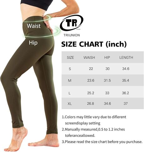 TRIUNION 2 Pack High Waisted Leggings for Women No See-Through Tummy Control Yoga Leggings for Women Workout Running Leggings in Saudi Arabia