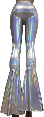 pinda Iridescent Mermaid High Waisted Wide Leg Yoga Bell Bottom Pants Leggings in Saudi Arabia