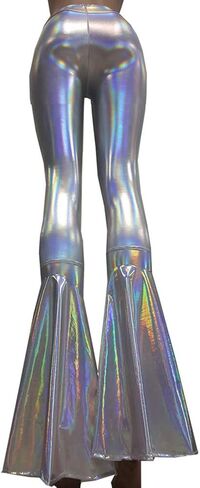 pinda Iridescent Mermaid High Waisted Wide Leg Yoga Bell Bottom Pants Leggings in Saudi Arabia