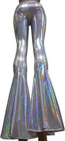 pinda Iridescent Mermaid High Waisted Wide Leg Yoga Bell Bottom Pants Leggings in Saudi Arabia