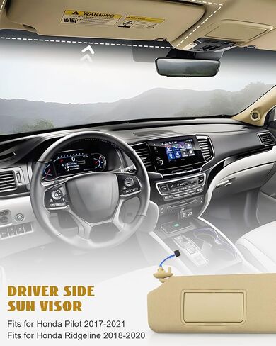 Left Driver Side Sun Visor Fits for Honda Pilot 2017 2018 2019 2020 2021 Ridgeline 2018 2019 2020, Replace 83280-TG7-A12ZA Dark Beige in Saudi Arabia