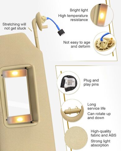Left Driver Side Sun Visor Fits for Honda Pilot 2017 2018 2019 2020 2021 Ridgeline 2018 2019 2020, Replace 83280-TG7-A12ZA Dark Beige in Saudi Arabia