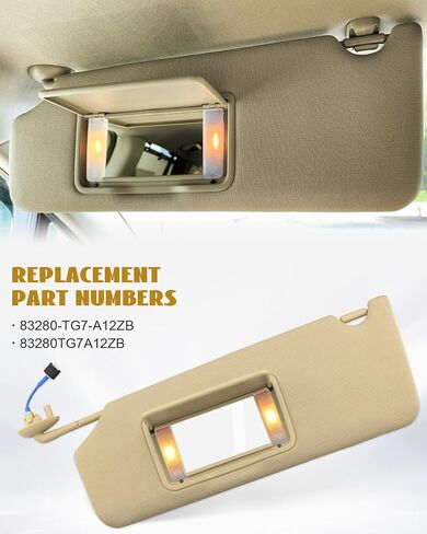 Left Driver Side Sun Visor Fits for Honda Pilot 2017 2018 2019 2020 2021 Ridgeline 2018 2019 2020, Replace 83280-TG7-A12ZA Dark Beige in Saudi Arabia