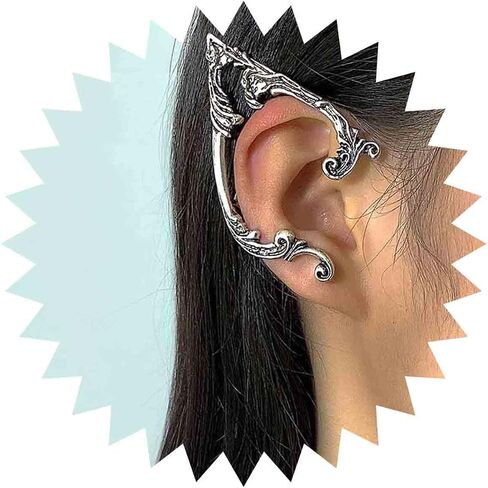 Boho Elf Ear Cuff Earrings Silver Elves Cuff Wrap Earrings Punk Fairy Clip Cuff Earrings Elven Ear Wrap Earrings Jewelry for Women and Girls in Kuwait