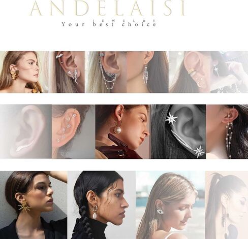 Andelaisi Boho كريستال القلب الكفة التفاف الأقراط الذهب حجر الراين القلب الأذن كليب أقراط خمر كريستال تشيكوسلوفاكيا القلب أقراط سباركلي تشيكوسلوفاكيا القلب الغضروف التفاف أقراط للنساء in Saudi Arabia