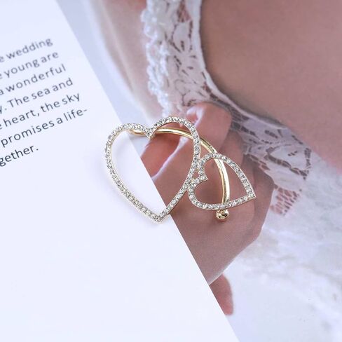 Andelaisi Boho كريستال القلب الكفة التفاف الأقراط الذهب حجر الراين القلب الأذن كليب أقراط خمر كريستال تشيكوسلوفاكيا القلب أقراط سباركلي تشيكوسلوفاكيا القلب الغضروف التفاف أقراط للنساء in Saudi Arabia