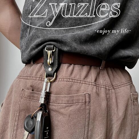 Zyuzles، سلسلة مفاتيح جلدية للرجال إكسسوارات حامل مفاتيح حزام جلدي مصنوعة يدويًا in Saudi Arabia