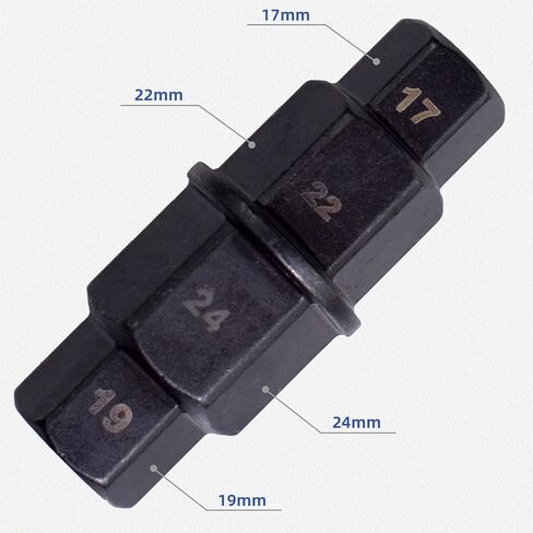 أداة المحور السداسي لعجلة المحور الأمامي للدراجات النارية، 12 14 17 19 22 24 مم 6 في 1 للدراجة النارية أداة محول مأخذ التوصيل لمحور المغزل 3/8 بوصة in Kuwait
