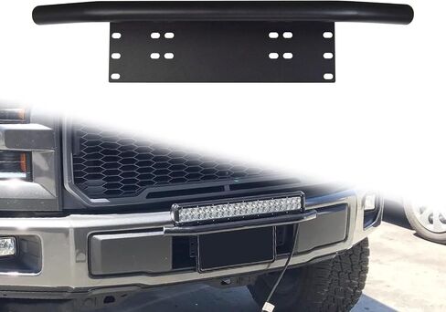 RIGODON 23 Inch Universal Bull Bar Black Light Bar Front Bumper License Plate Mount Bracket Holder for Offroad Running LED Light Bar LED Work Light in Kuwait