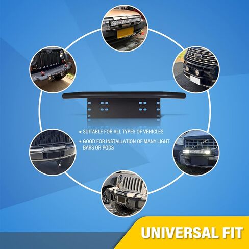 RIGODON 23 Inch Universal Bull Bar Black Light Bar Front Bumper License Plate Mount Bracket Holder for Offroad Running LED Light Bar LED Work Light in Kuwait