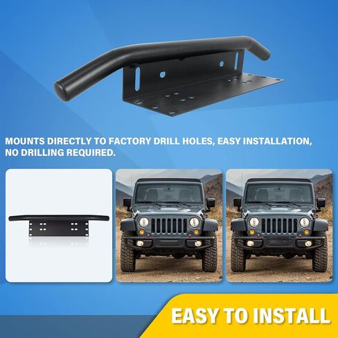 RIGODON 23 Inch Universal Bull Bar Black Light Bar Front Bumper License Plate Mount Bracket Holder for Offroad Running LED Light Bar LED Work Light in Kuwait