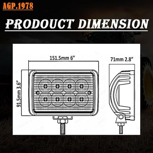 40W LED Work Light Flood Tractor Lamp LED Headlight 12V DC Flood Off-Road Light Compatible With John Deere AT208435, AT226338, AT208435, AN272464 in Saudi Arabia