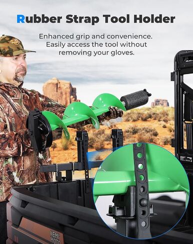 KEMIMOTO UTV Ice Auger مجرفة حامل حامل الأدوات متوافق مع Polaris Ranger 570 900 1000 Crew & General 1000 حامل فأس للسرير الخلفي تثبيت آمن على مرساة التثبيت in Saudi Arabia