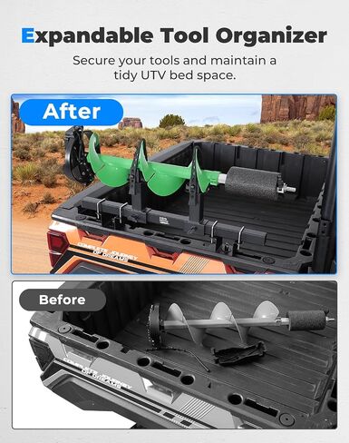 KEMIMOTO UTV Ice Auger مجرفة حامل حامل الأدوات متوافق مع Polaris Ranger 570 900 1000 Crew & General 1000 حامل فأس للسرير الخلفي تثبيت آمن على مرساة التثبيت in Saudi Arabia