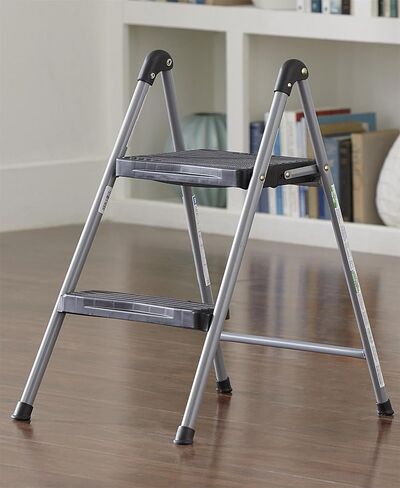 Cosco Two Step Steel, Resin Steps, Step Stool without Handle, Platinum/Black in Kuwait