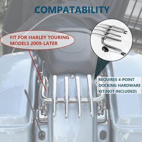 Detachable Stealth Mounting Luggage Rack Trunk Tour Pack Mount Compatible for Harley Touring 2009-2024 Road King Ultra CVO Limited Street Glide Road Glide Electra Glide Black in Kuwait