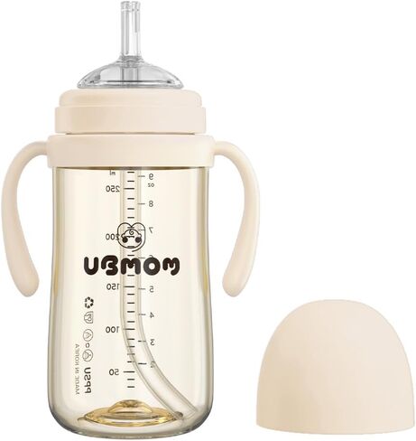 No-spill, Backflow prevention Sippy Cup with Straw, PPSU Learner Cup with Handle for Baby and Toddlers, BPA free, 9.47oz (Banana) in Saudi Arabia