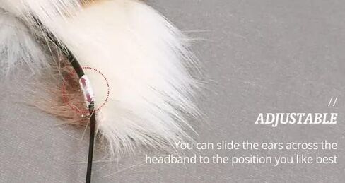 Furry Faux Fox Wolf Cat Clip Ears Headband Animal Tail Cosplay Props Halloween Costume (6EE407300-BK) in Saudi Arabia