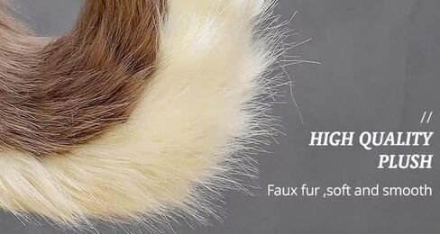 Furry Faux Fox Wolf Cat Clip Ears Headband Animal Tail Cosplay Props Halloween Costume (6EE407300-BK) in Saudi Arabia