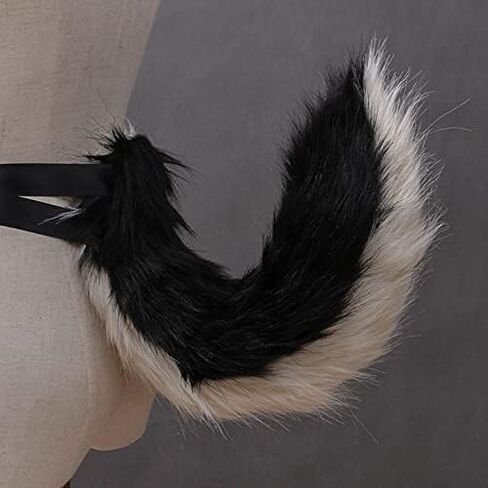 Furry Faux Fox Wolf Cat Clip Ears Headband Animal Tail Cosplay Props Halloween Costume (6EE407300-BK) in Saudi Arabia