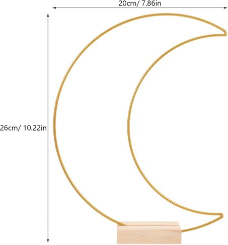 STOBAZA 10 Sets Metal Floral Hoop Centerpiece Moon Shaped Metal Wreath Ring with Wood Holder for DIY Wedding Table Decor Flower Garlands in Kuwait