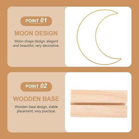 STOBAZA 10 Sets Metal Floral Hoop Centerpiece Moon Shaped Metal Wreath Ring with Wood Holder for DIY Wedding Table Decor Flower Garlands in Kuwait