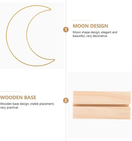 STOBAZA 10 Sets Metal Floral Hoop Centerpiece Moon Shaped Metal Wreath Ring with Wood Holder for DIY Wedding Table Decor Flower Garlands in Kuwait