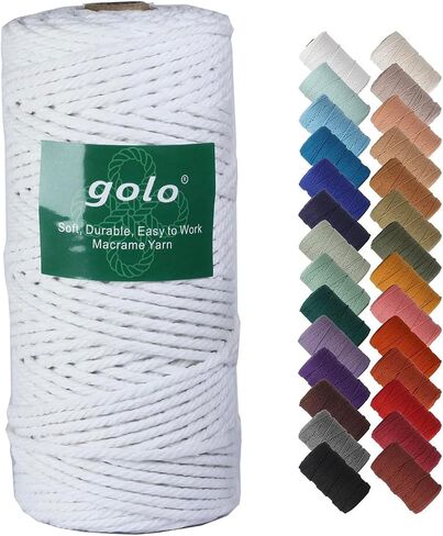 golo Cotton Cord Macrame Yarn 1mm x 109yards Macrame Cord Cotton Craft Cord for Wall Hanging, Plant Hangers, Crafts, Knitting in Saudi Arabia
