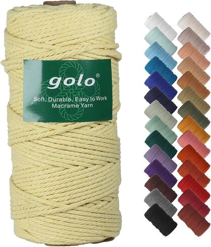 golo Cotton Cord Macrame Yarn 1mm x 109yards Macrame Cord Cotton Craft Cord for Wall Hanging, Plant Hangers, Crafts, Knitting in Saudi Arabia
