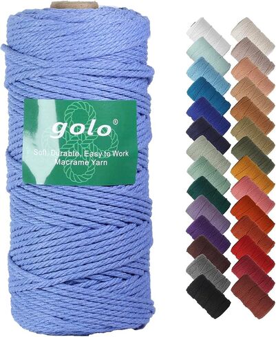 golo Cotton Cord Macrame Yarn 1mm x 109yards Macrame Cord Cotton Craft Cord for Wall Hanging, Plant Hangers, Crafts, Knitting in Saudi Arabia