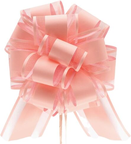 10 Pieces Large Pull Bows, 6 inches Bow for Gift Wrapping, Basket Decoration, Party, Birthday Gift, Wedding Ribbon Bow, Valentine's Day Gift Decoration (Orange-Pink) in Kuwait