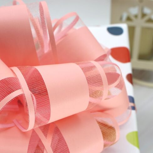 10 Pieces Large Pull Bows, 6 inches Bow for Gift Wrapping, Basket Decoration, Party, Birthday Gift, Wedding Ribbon Bow, Valentine's Day Gift Decoration (Orange-Pink) in Kuwait