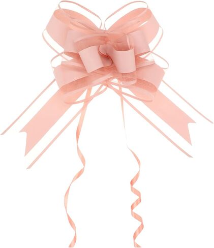20 PCS Pull Bows for Presents Large Snow Gift Bows with Tulle & Gold Line Light Pink Pull Bows for Presents Package,Gift Baskets,Christmas,Wedding Gift Decoration in Saudi Arabia