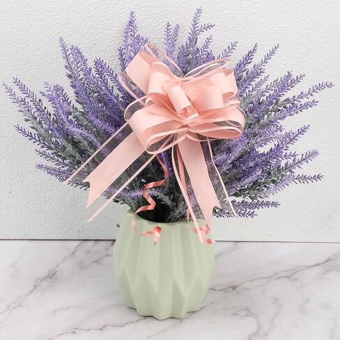 20 PCS Pull Bows for Presents Large Snow Gift Bows with Tulle & Gold Line Light Pink Pull Bows for Presents Package,Gift Baskets,Christmas,Wedding Gift Decoration in Saudi Arabia
