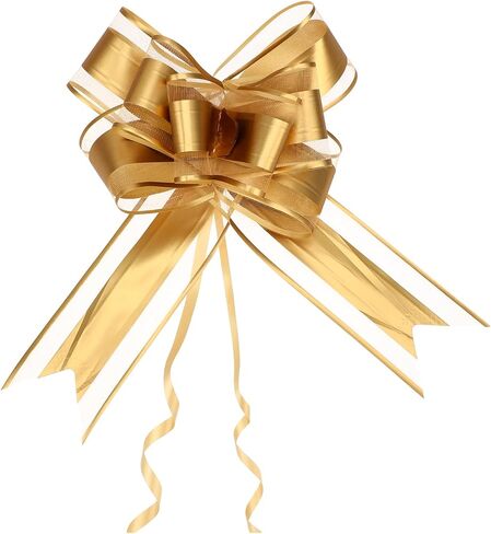 20 PCS Pull Bows for Presents Large Snow Gift Bows with Tulle & Gold Line Light Pink Pull Bows for Presents Package,Gift Baskets,Christmas,Wedding Gift Decoration in Saudi Arabia
