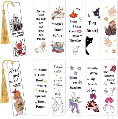 Luvsweeets UV DTF Bookmark Stickers - 16 Sheets Book Lover UV DTF Decals for Acrylic Bookmarks Waterproof Bookish Rub on Transfer Stickers UVDTF Wraps for DIY Blank Bookmarks Teacher Gifts in Saudi Arabia