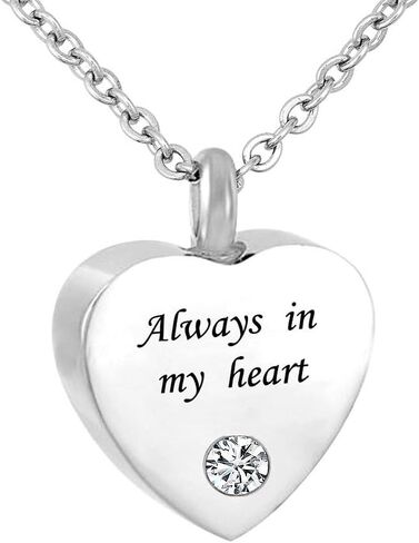 Always in My Heart Cremation Jewelry 12 Birthstones Urn Necklaces for Ashes Memorial Ashes Holder with Fill Kit in Saudi Arabia