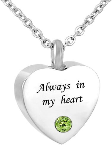 Always in My Heart Cremation Jewelry 12 Birthstones Urn Necklaces for Ashes Memorial Ashes Holder with Fill Kit in Saudi Arabia