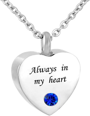 Always in My Heart Cremation Jewelry 12 Birthstones Urn Necklaces for Ashes Memorial Ashes Holder with Fill Kit in Saudi Arabia