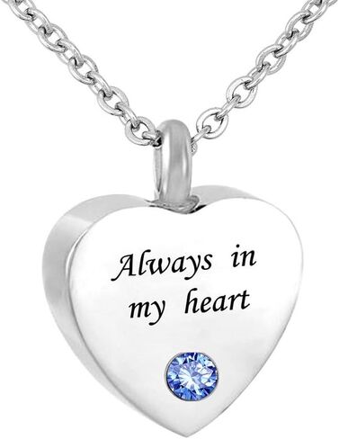 Always in My Heart Cremation Jewelry 12 Birthstones Urn Necklaces for Ashes Memorial Ashes Holder with Fill Kit in Saudi Arabia