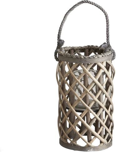 الفانوس السابع والأربعون الرئيسي والنحيف المنسوج مع حامل شموع، صغير، من الصفصاف in Kuwait