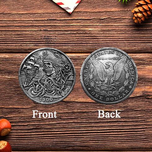 Morgan Hobo Coin Silver Plating on Copper Coins Replicas with Elegant Coin Display Case (Skull Pirate) in Saudi Arabia