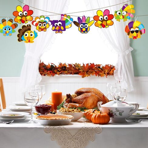 3sscha 40 Packs Fall Turkey Craft Kits for Kindergarten Kids - Thanksgiving Art Craft Make Your Own Turkey DIY Card Sticker Artwork Project for Home Preschool Classroom Game Students Activities in Saudi Arabia