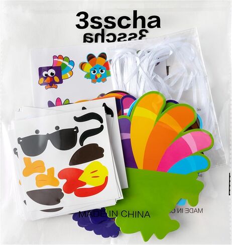 3sscha 40 Packs Fall Turkey Craft Kits for Kindergarten Kids - Thanksgiving Art Craft Make Your Own Turkey DIY Card Sticker Artwork Project for Home Preschool Classroom Game Students Activities in Saudi Arabia