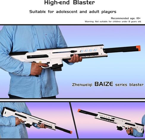 Zhenweiqi Baize Series Soft Foam Dart Blaster, Half Dart Blasterfor Adults, Teens (Ages 14+) with Magazine & 20 Half-Length Darts, Toy Pistol Blaster 100 ft Range (White) in Kuwait