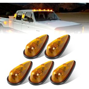 Amber Teardrop Cab Marker Lights Kit, Top Clearance Running Lights for Truck RV Van Ford Super Duty F150 F250 F350 Chevy Silverado Dodge (5 PCS)