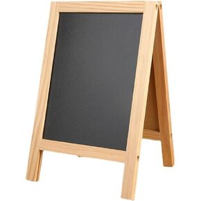 Small Wooden Tabletop Chalkboard Easel Signs with Stand, Folding A Frame Double-Sided Chalkboard Easel Sidewalk Board, Mini Food Signs Menu Board Message Display Board, Black(7.5" x 11.8")