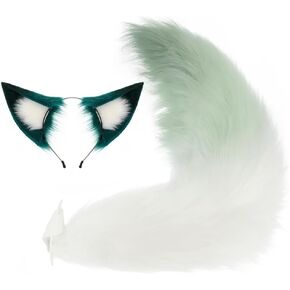 JUNBOON Dog Ear Headband Furry Long Fox Tail Set Anime Party Cosplay Dress up Costume