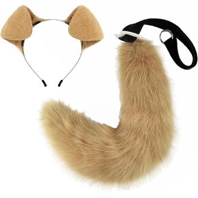 JUNBOON Dog Ear Headband Furry Long Fox Tail Set Anime Party Cosplay Dress up Costume in Kuwait