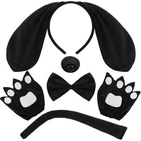 Coopay 5 Pieces Puppy Dog Costume Set Headband, Bow Tie, Tail, Fake Nose and Puppy Paw Gloves Animal Costume Accessories in Kuwait